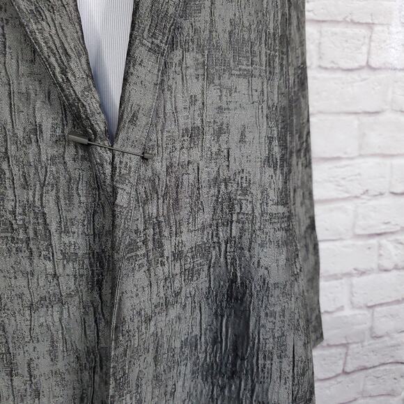 Eileen Fisher Gray Silver Silk Blend Textured Crinkle Jacket Pin Closure XL - Picture 6 of 13